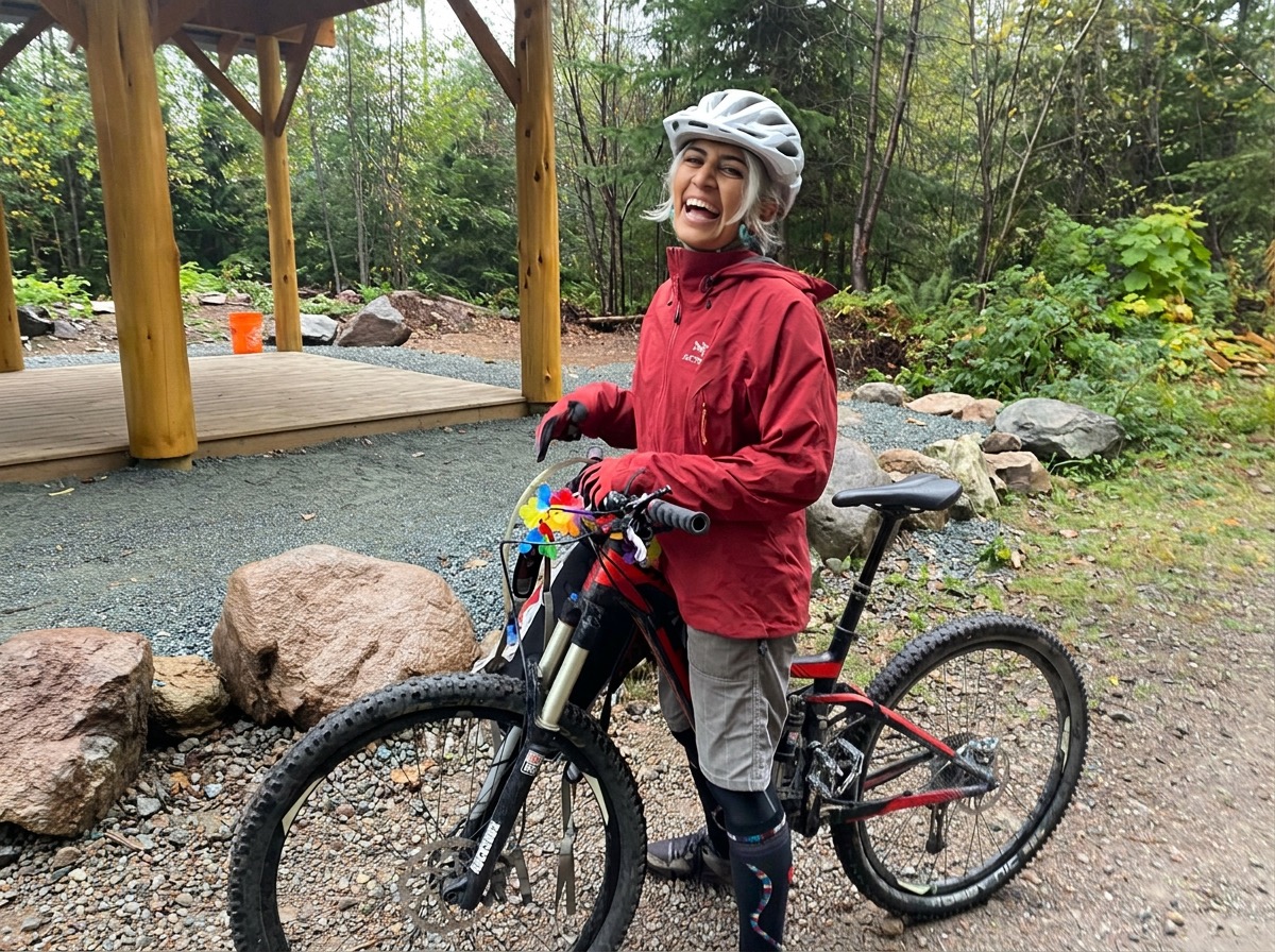 Mina Kavia mountain biking in Squamish